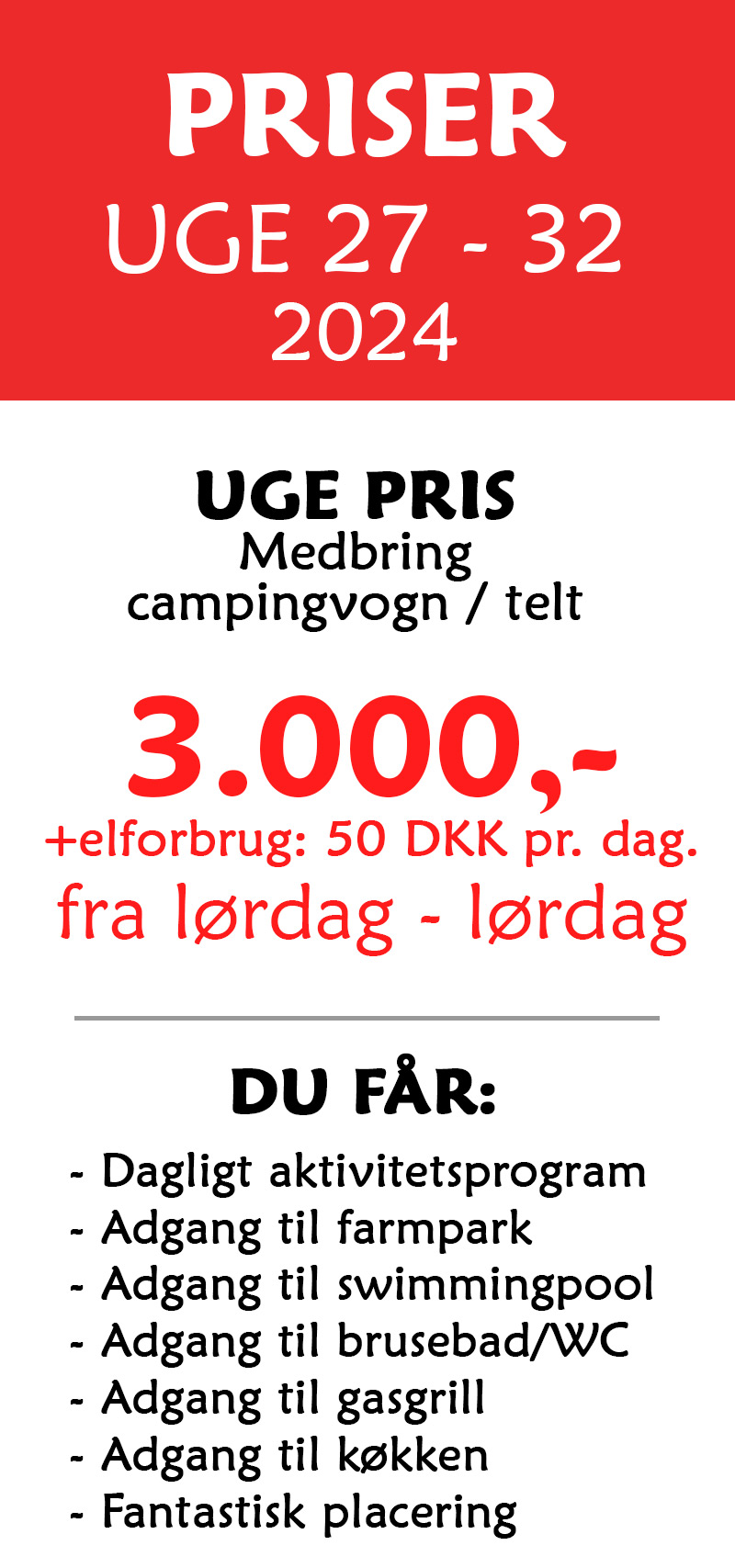 Pris for campingplads