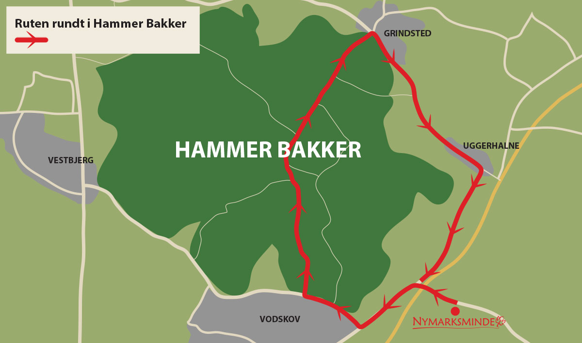 Kort over Hammer Bakker tur